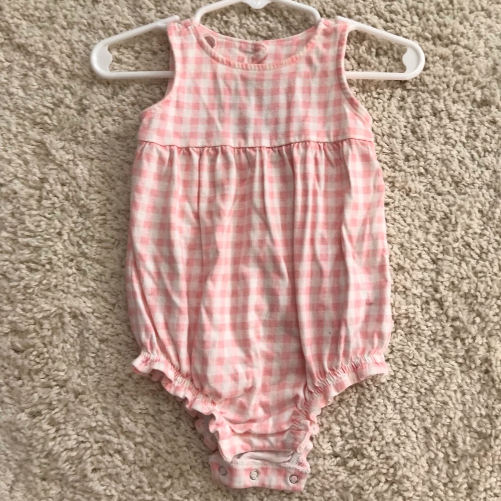 Old Navy Pink and White Baby Romper